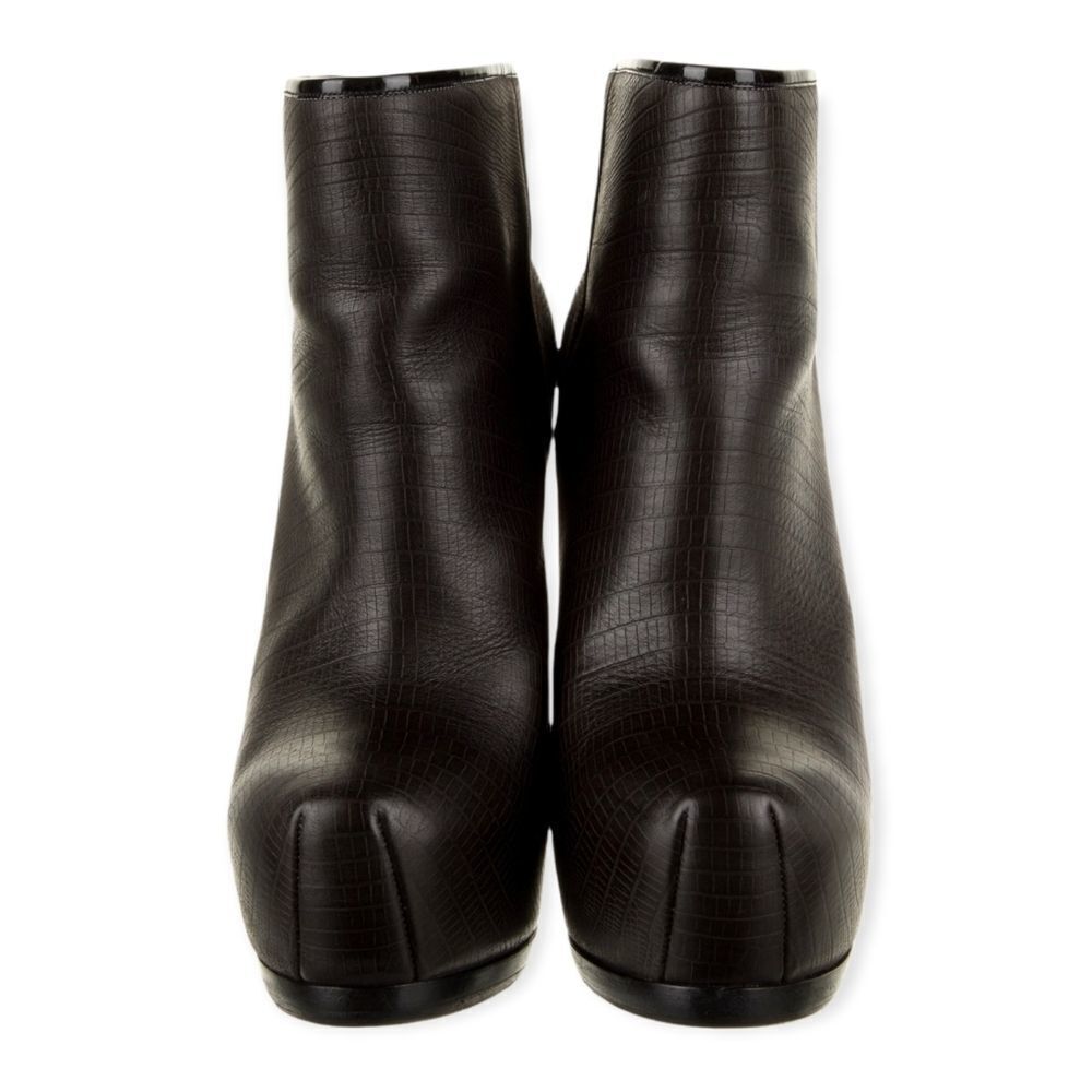 YVES SAINT LAURENT Leather Snake Print Tribtoo 105 Platform Ankle Booties 40 - Picture 2 of 9